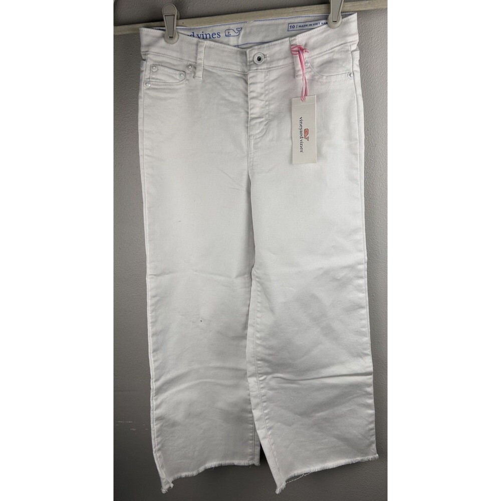 Vineyard Vines Girls White Wide Leg Jeans w/Adjustable Waist Size 10 NWT